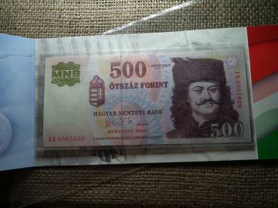 1956 - 2006 50 Forint 2006 elsőnapi veret bliszter + 500 Forint 2006 UNC bankjegy , alacsonyabb sorszám 