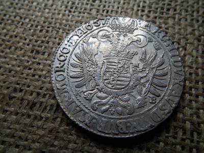 III. Ferdinánd ezüst 1 tallér 1657 KB , Körmöcbánya , tökéletes perem , nem volt füles , sem foglalatban ! Extra állapot 
