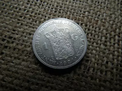 Hollandia , ezüst 1 gulden 1924 
