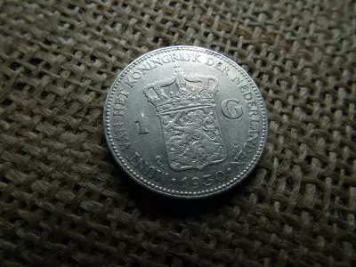Hollandia , ezüst 1 gulden 1930