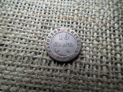 Franciaország , billon 10 cent 1809 A , 10 centime - I. Napóleon , 200/1000 ezüst 