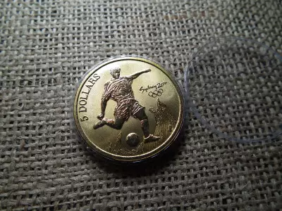 Ausztrália emlék 5 dollár 2000 , Sydney olimpia ! Foci , dollars 