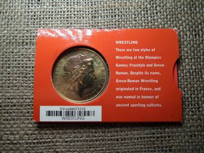 Ausztrália emlék 5 dollár 2000 , Sydney olimpia ! Birkózás , dollars , tokos 