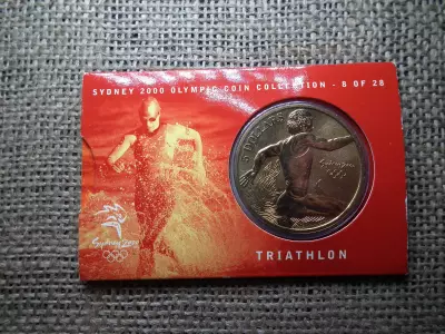 Ausztrália emlék 5 dollár 2000 , Sydney olimpia ! Triatlon , dollars , tokos 
