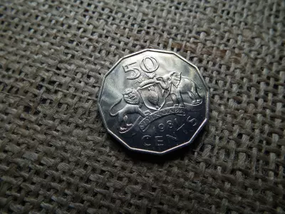 Szváziföld 50 cents 1981 , cent , verdefényes  - Sobhuza II 