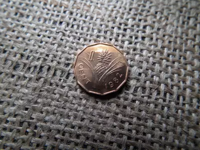 Szváziföld 1 cent 1982  , verdefényes  - Sobhuza II 