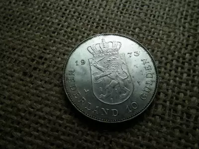 Hollandia , ezüst 10 gulden 1973