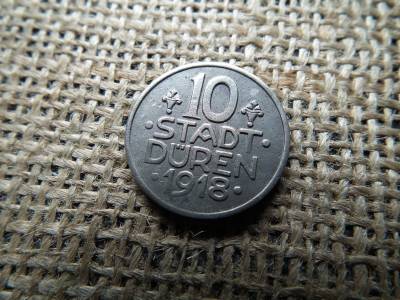 10 pfennig 1918 , Düren városa ( Rajna porosz tartomány )