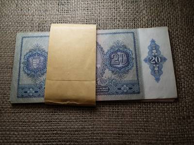 20 pengő 1941 , 17 db gyönyörű - hajtatlan sorszámkövető ! Eredeti banki kötegelő ! Magyar Általános Hitelbank 