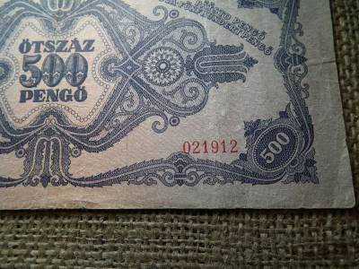500 pengő 1945 , eltolódott sor és sorozatszám ! Hibás 