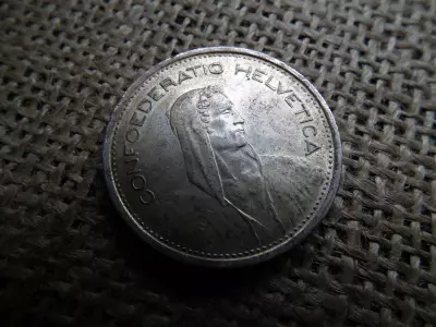 Svájc , ezüst 5 frank 1969 B , francs 