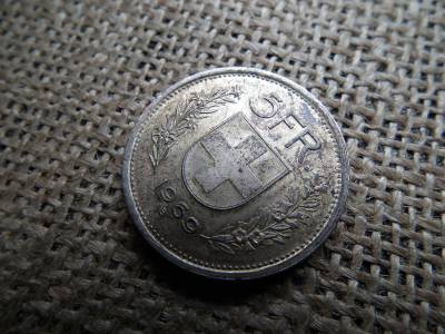Svájc , ezüst 5 frank 1969 B , francs 