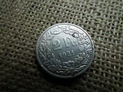 Svájc , ezüst 2 frank 1921 B , francs 