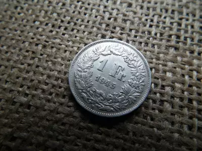 Svájc , ezüst 1 frank 1945 B , franc