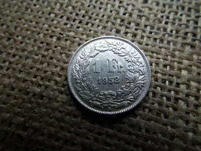Svájc , ezüst 1 frank 1952 B , franc