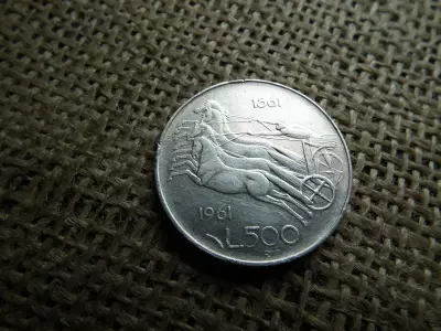 Olaszország , ezüst 500 líra 1961 , lire 