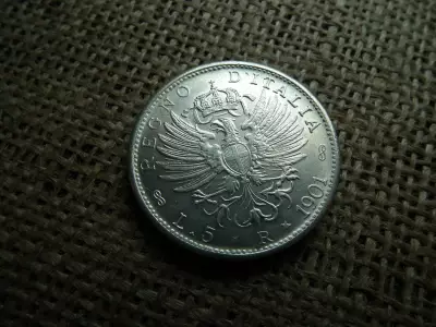 Olaszország ezüst 5 líra 1901 utánveret , Lire 1901 - Victor Emmanuel III 