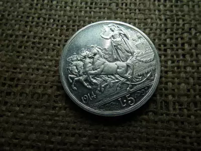 Olaszország ezüst 5 líra 1914 utánveret , Lire 1914 - Victor Emmanuel III 