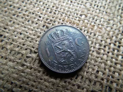 Hollandia , ezüst 1 gulden 1955