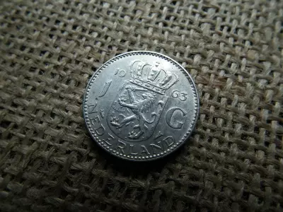 Hollandia , ezüst 1 gulden 1963