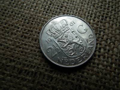 Hollandia , ezüst 2 1/2 gulden 1961 , ritka felülnyomással ! 