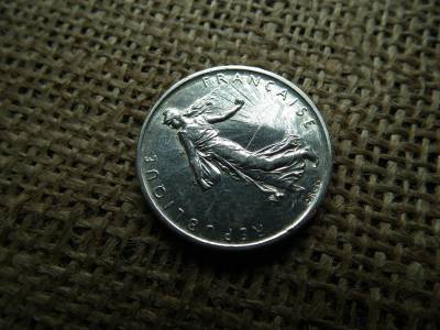 Franciaország , ezüst 5 frank 1960 , francs 