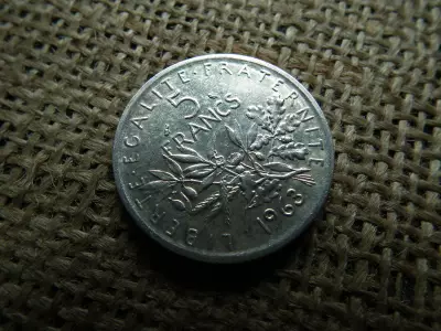 Franciaország , ezüst 5 frank 1963 , francs 
