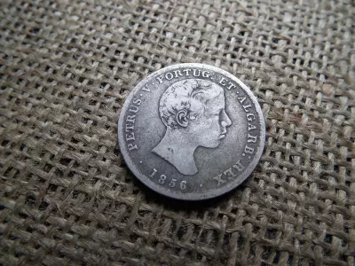 Portugália , ezüst 500 reis 1856 , Pedro V