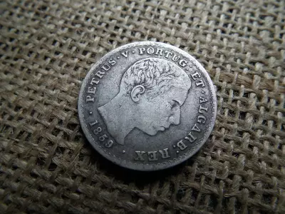 Portugália , ezüst 500 reis 1859 , Petrus V