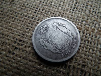 Portugália , ezüst 500 reis 1859 , Petrus V