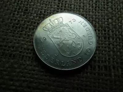 Hollandia , ezüst 10 gulden 1973