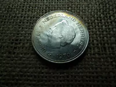 Hollandia , ezüst 10 gulden 1970