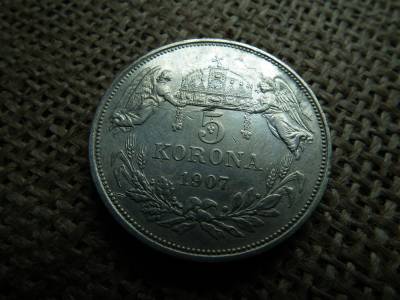 Ezüst 5 korona 1907 KB 