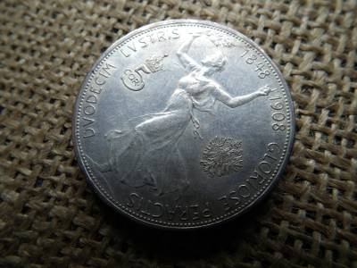 Ezüst 5 corona 1908 , korona , jubileumi 