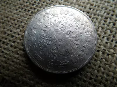 Ezüst 5 corona 1909 , korona , schwartz fej 