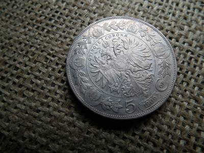 Ezüst 5 corona 1909 , korona , schwartz fej 