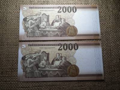 2000 forint 2020 CH , 2 db sorszámkövető  UNC