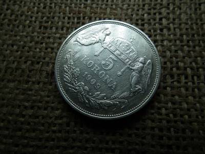 Ezüst 5 korona 1909 KB 