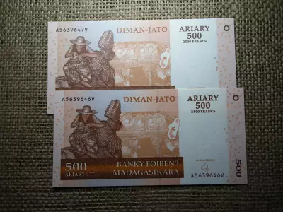 Madagaszkár500 ariary 2004 UNC , 2 db sorszámkövető , B1