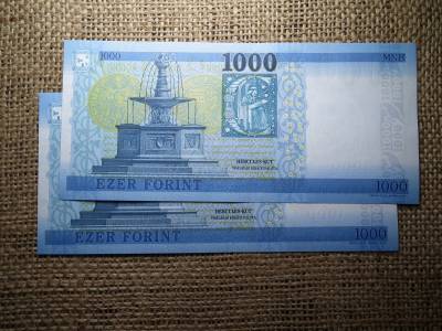 1000 forint 2017 DD , UNC  , 2 db sorszámkövető 