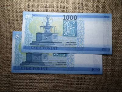 1000 forint 2018 DB , EF , 2db sorszámkövető 