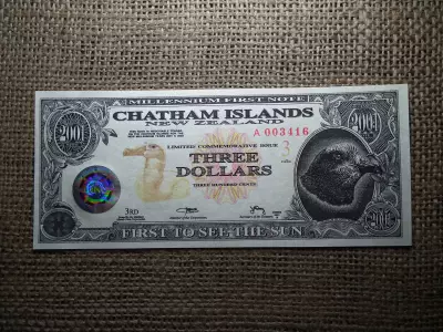 Új Zéland , Chatham Islands 3 dollars 2001 UNC , C1