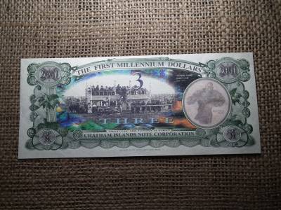 Új Zéland , Chatham Islands 3 dollars 2001 UNC , C1