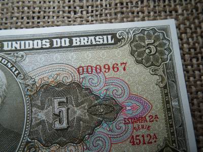 Brazília 5 cruzeiros 1962 - 1964  UNC , alacsony sorszám ! C1