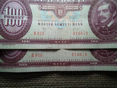 100 forint 1992 , 2 db sorszámkövető 