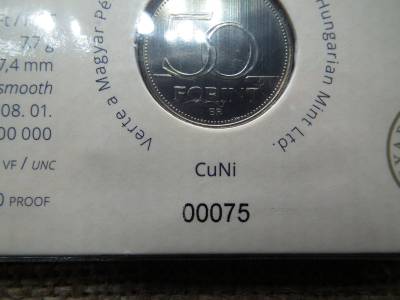 50 forint 2016  ! 70 éves a forint bliszter ! Ritka , alacsony sorszám , 00075 ! 
