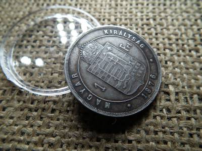 Ferenc József , ezüst 1 forint 1876 KB , Körmöcbánya , sérült perem 