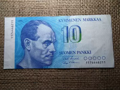 Finnország 10 márka 1986 , markkaa 