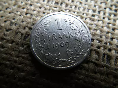 Belgium , ezüst 1 frank 1909 , franc , II. Léopold holland szöveg 