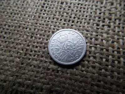 Románia , ezüst 50 bani 1910 